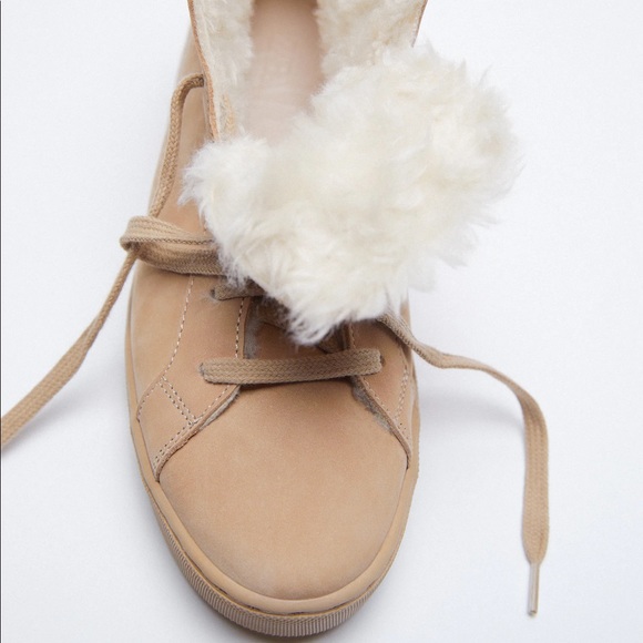 ZARA LEATHER SNEAKERS WITH FUR LINING - Picture 6 of 11